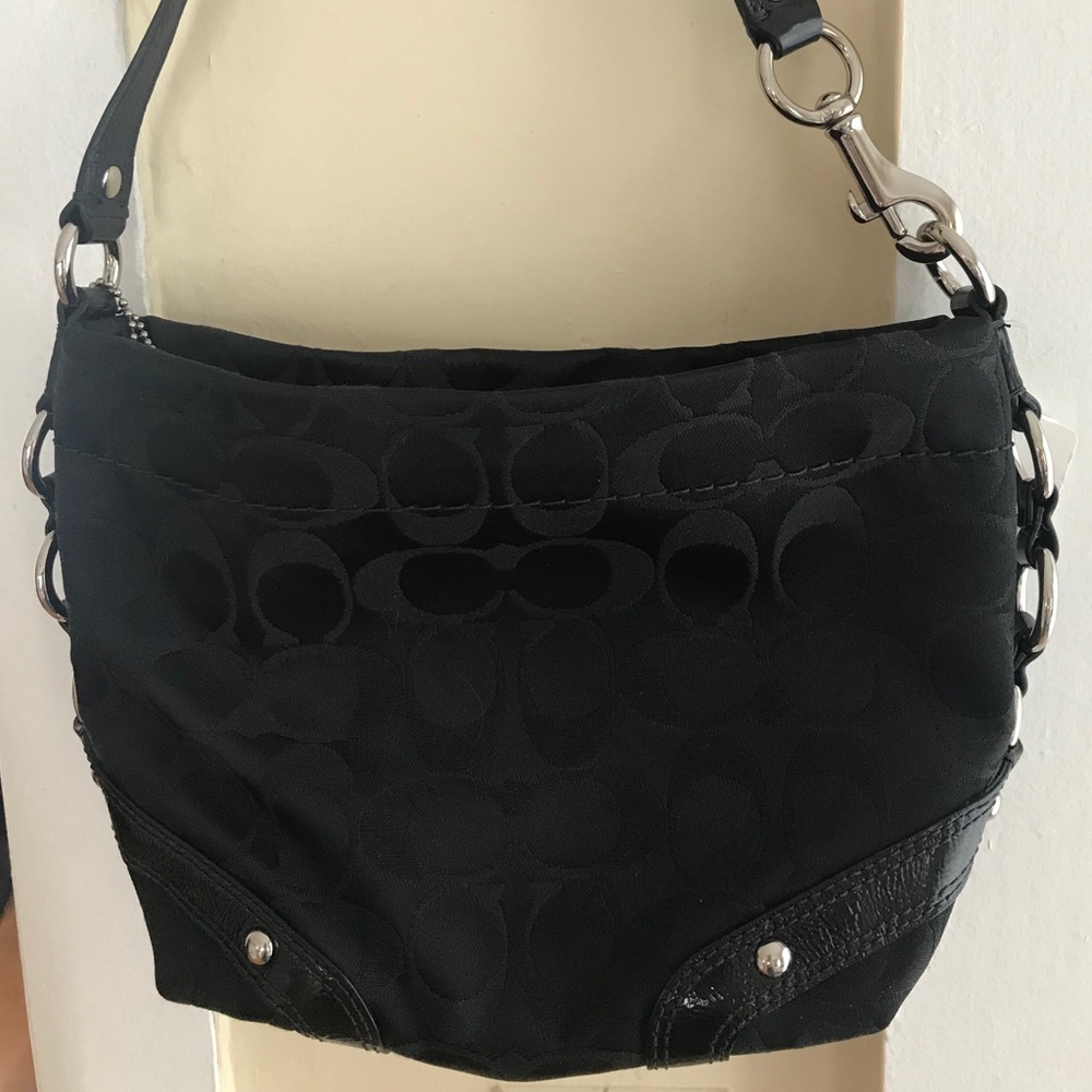 NWT Coach Purse, Black with Purple Interior